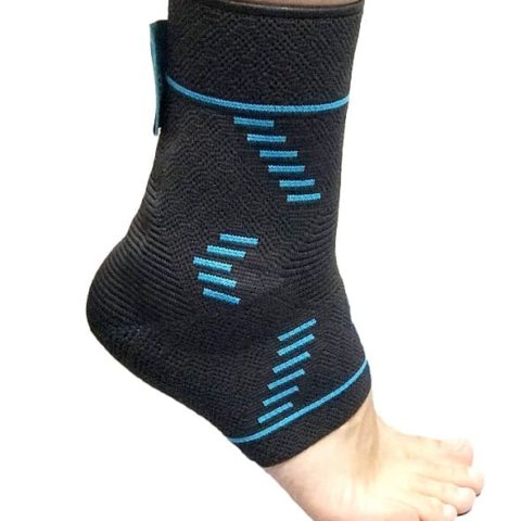 Бандаж профилактический Reabilitimed, RS-B12, на голеностопный сустав, с закрытой пяткой, с силиконовыми вкладышами, (Графит/синяя бирюза)